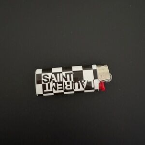 Saint Laurent Black and White Checkered Lighter